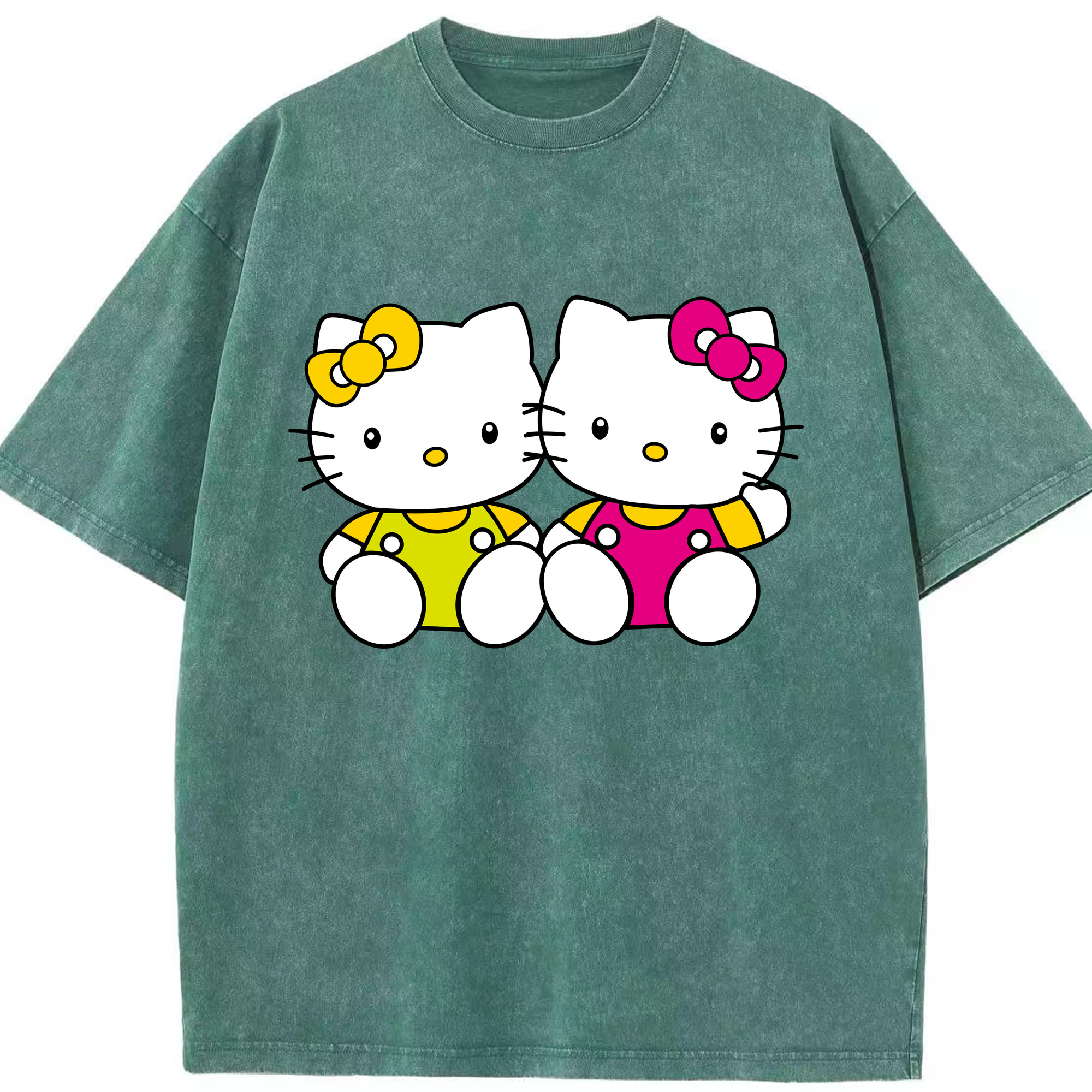 （画像用） Hello Kitty ハローキティ 綿100% ヴィンテージ風 半袖Tシャツ（フロントプリント）